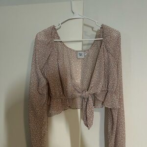 Princess Polly Pink Floral Tie-Front Blouse